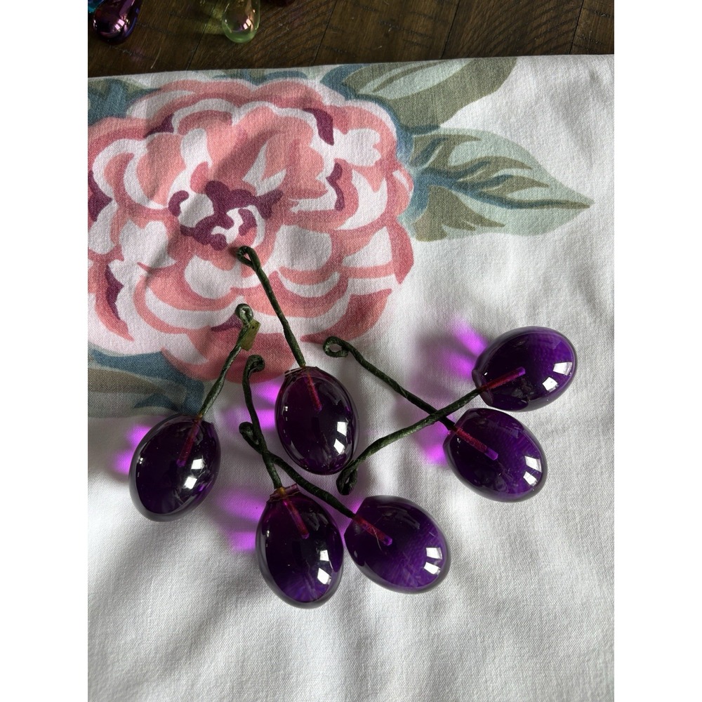 6 Vintage‎ MCM Lucite Acrylic Grapes Parts Loose Purple Cluster Repair Art Deco
